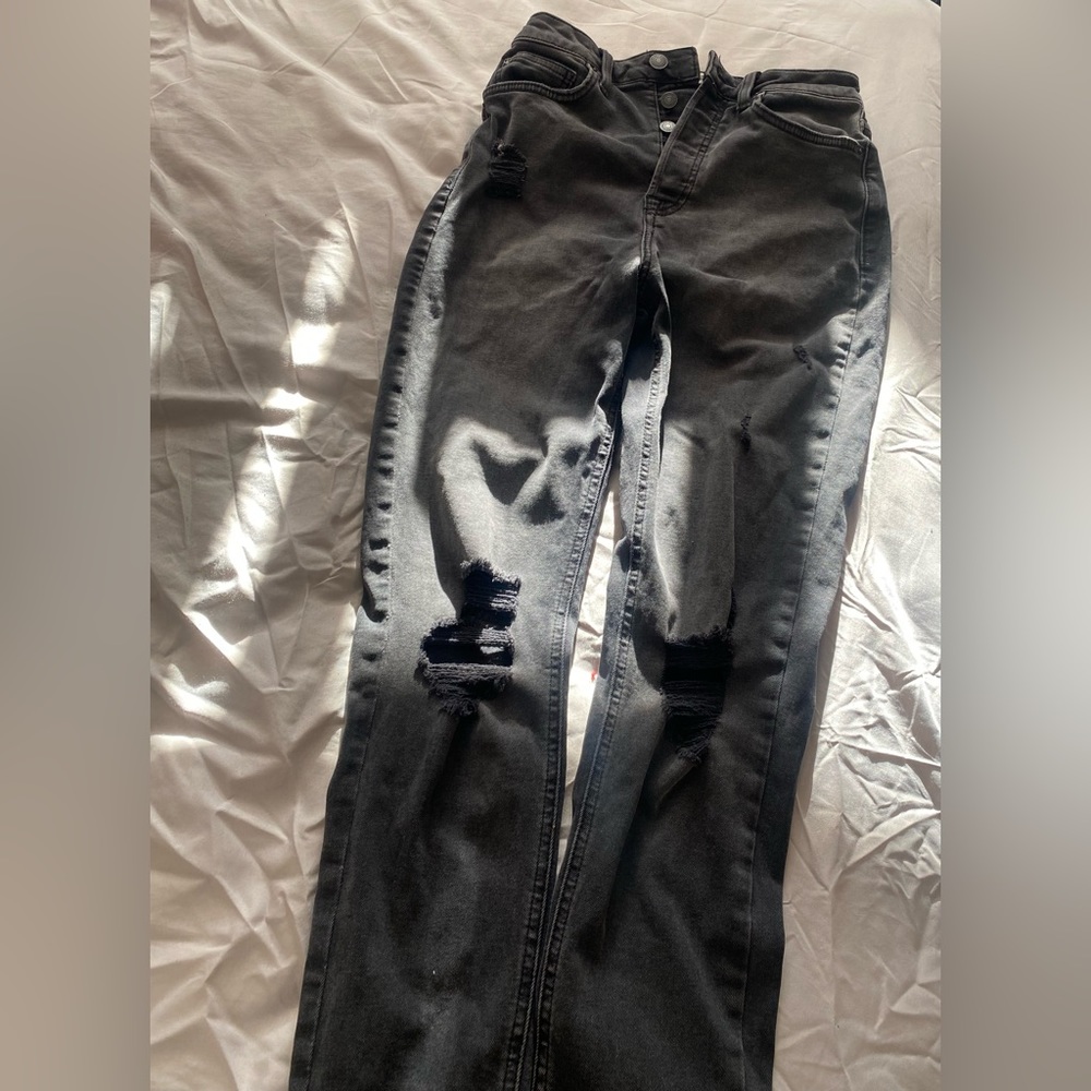 Kids jeans, size 26 for girls black with rips from forever 21